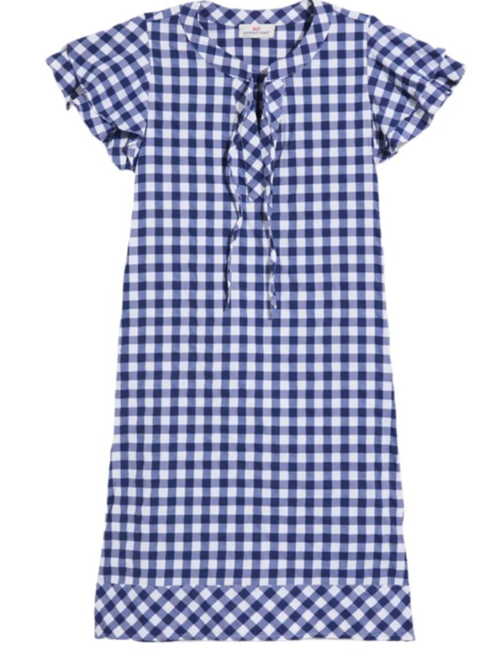 Vineyard Vines Performance Womens Harbor Blue Gingham Tunic Dress Medium